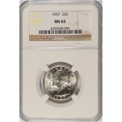 1957 WASHINGTON QUARTER, NGC MS-65 GEM