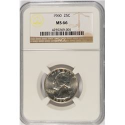 1960 WASHINGTON QUARTER, NGC MS-66 SUPERB!