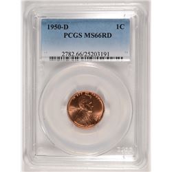 1950-D LINCOLN CENT, PCGS MS-66 RED