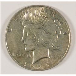 1927-D PEACE SILVER DOLLAR, AU-53