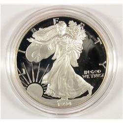 1994 PROOF AMERICAN SILVER EAGLE IN  NICE ORIGINAL BOX WITH COA  RARE!!
