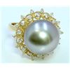Image 1 : Diamond 0.75 ct Ring, Pearl Approx.14.5mm, 9.07gr 14K Yellow Gold