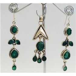 Sterling Silver .925 Emerald Beryl Earring 17.44g