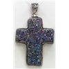 Image 1 : Sterling Silver .925 Druzy Cross Pendant