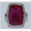 Image 1 : Rubellite  16.69 ctw & Diamond Cocktail Ring 14KW