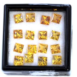 11.92 ct Yellow Sapphire Square 16Pcs (5.0mm)