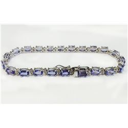 TANZANITE 10.09CT,   14K W/G BRACELET 8.01GRAM / DIAMOND 0.30CT