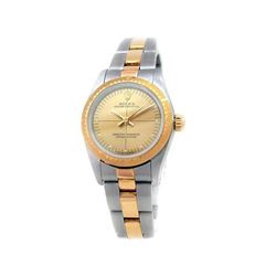 24mm Lady Rolex 18k Gold & Stainless Steel Oyster Perpetual Watch. Champagne Dial. 18k Yellow Gold F