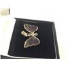 Image 2 : ONE 14KT YELLOW GOLD NATURAL WATERMELON TOURMALINE AND DIAMOND SET BUTTERFLY PENDANT. THE WINGS ARE