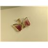 Image 4 : ONE 14KT YELLOW GOLD NATURAL WATERMELON TOURMALINE AND DIAMOND SET BUTTERFLY PENDANT. THE WINGS ARE
