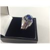 Image 2 : ONE STERLING SILVER NATURAL SAPPHIRE GENTS DRESS RING. SET WITH ONE OVAL CABOCHON CUT NATURAL BLUE