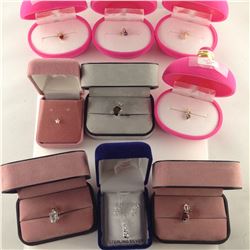 LOT OF 9 STERLING SILVER PENDANTS, SOME INCLUDING: TOPAZ, GARNET, AMETHYST, SMOKEY QUARTZ,  A