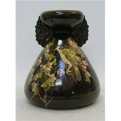 A BRETBY ART POTTERY CONICAL VASE, first half of the 20th Century, Cloisonne Ware with bird on br...