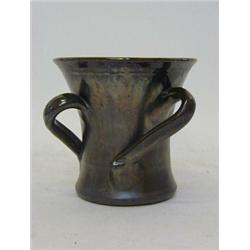 ATTRIBUTED TO EDMOND ELTON, late 19th Century, a waisted vase, lustre glaze, three loop handles, ...