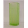 Image 1 : AN ART DECO GREEN GLASS SLEEVE VASE, octagonal section, moulded female forms, height 24cm  £100-1...