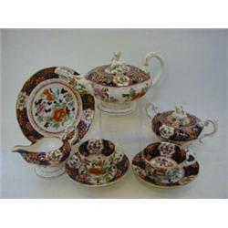 A TEA AND COFFEE SERVICE, c.1825, teapot and cover, sugar and cover, (strawberry finials) cream j...