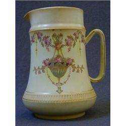 A CROWN DEVON BLUSH IVORY JUG, early 20th Century, floral swags design, marked 'Etna', height 18c...