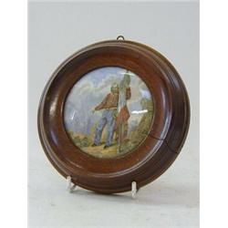 A STAFFORDSHIRE POT LID, 'Garibaldi', diameter 10cm, mahogany frame  £30-50...