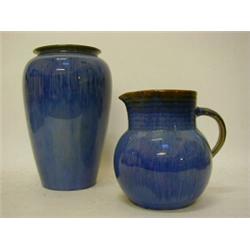 A DENBY 'ELECTRIC BLUE' BALUSTER VASE, and a jug, heights 26cm and 18cm (2)  £40-60...
