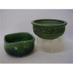 A DENBY 'ANTIQUE GREEN' BOWL, and a 'Meadow Green' bowl, heights 10cm and 10cm (2)  £20-30...