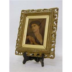 A VICTORIAN CRYSTOLEUM, head and shoulders portrait of a young lady, period gilt frame, 13cm x 9c...