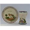 Image 1 : A TORQUAY MOTTO WARE WAISTED CUP, twin handled and a Watcombe plate, 'Devonport' (2)  £30-40...
