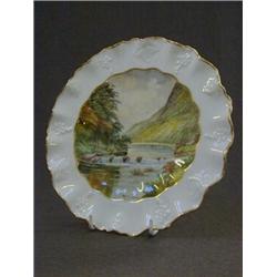 A ROYAL CROWN DERBY NAMED VIEW PLATE, 20th Century, 'Dovedale', signed W. E. J. Dean, diameter 22...