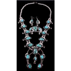 Navajo Squash Blossom Earrings & Bracelet