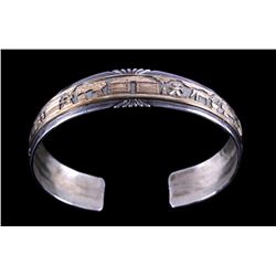 Navajo Story Teller 12K Gold & Sterling Bracelet
