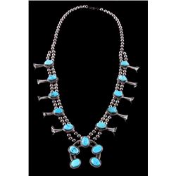 Navajo Sleeping Beauty Turquoise Squash Blossom