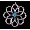 Image 1 : Navajo Sand Cast Turquoise & Silver Pendant