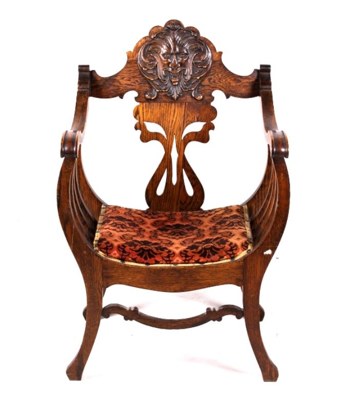 Man of the North Wind Carved Chair 19th Century