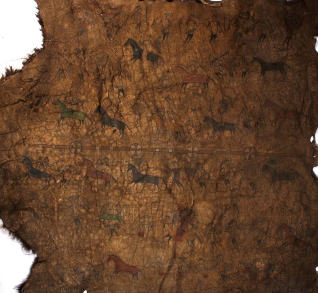 MandanArikara Painted Buffalo Robe circa 1900