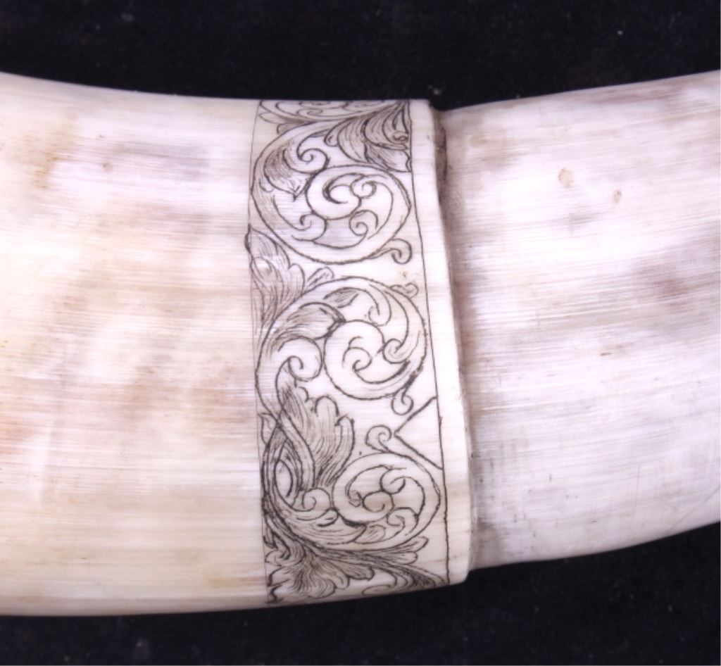 Antique Scrimshaw Powder Horn