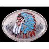 Image 1 : Inlaid Chip Turquoise & Coral SSI .88 Belt Buckle