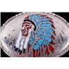 Image 2 : Inlaid Chip Turquoise & Coral SSI .88 Belt Buckle