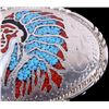 Image 4 : Inlaid Chip Turquoise & Coral SSI .88 Belt Buckle
