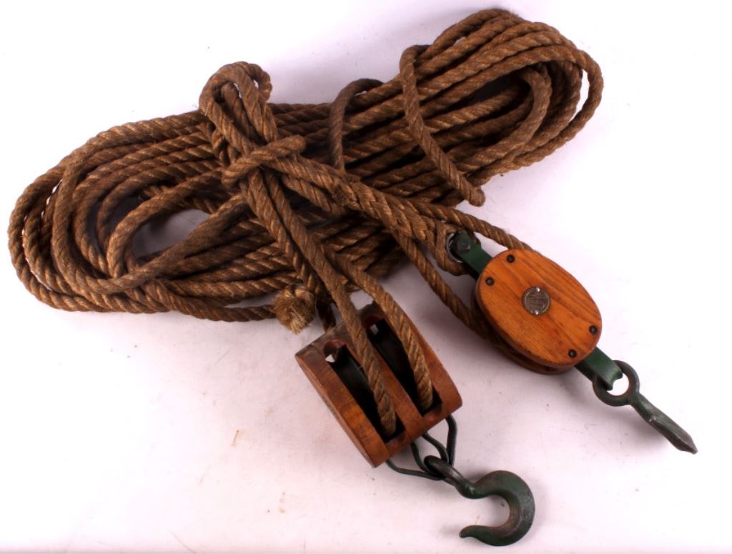 Antique Block and Tackle with Rope