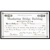 Image 1 : Manhattan Bridge Building Company. 1889. Issued Shares.