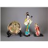 Image 1 : 3 Pieces Japanese Gold Gilt Plate and 2 Dolls