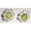 Image 1 : VINTAGE *WWII* EARRINGS WITH PEARL & GREEN STONES STAMPED *JAPAN*!! EARRINGS CAME OUT OF SAFE!!