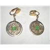 Image 1 : VINTAGE ORIENTAL EARRINGS WITH JADE GEMSTONE CENTERS-CLIP ON STYLE!! EARRRINGS CAME OUT OF SAFE!!