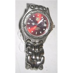 TAG HEUER WATCH *EXTREMELY RARE* 300M-1000M WATER RESISTANT WITH BEAUTIFUL RED DIAL-BOOK VALUE CURRE