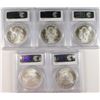 Image 2 : LOT OF (5) AMERICAN SILVER EAGLE, ALL PCGS MS-69! 2002, 2003, 2004, 2006 & 2007