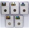 Image 2 : (5) SLABBED PROOF ROOSEVELT DIMES NGC PF-69 UC