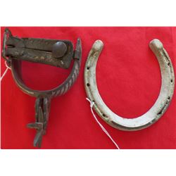 Antique Single Silver Horseshoe w/Mexican Spur