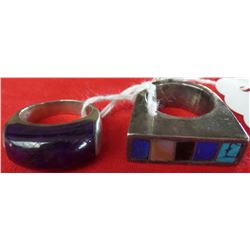 Two Sterling Silver and Stone Rings