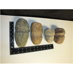 Lot of 4 Indian hammer stones