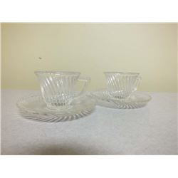 Federal Glass teacups and saucers
