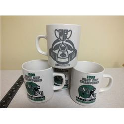 Lot of 4 1989 Saskatchewan Roughriders coffee mugs